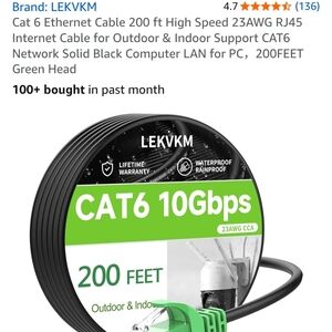 Black and Green CAT6 Ethernet Cable 200ft
